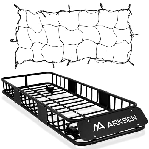 ARKSEN 64'x23'x6' Roof Rack Skinny Cargo Carrier with Basket & Net, Heavy Duty Weather Resistant Top...