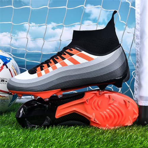 Mens High-Top Lace Up Soccer Cleats Outdoor Lightweight Training Ground Athletic Football Boots Rugby Running Lacrosse Sports Shoes3