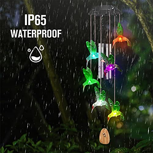 Solar Wind Chimes Outside Hummingbird Wind Chime Birthday Gifts For Mom Grandma - Memorial Windchimes Decor For Outdoor Yard Patio Porch Garden Backyard - Ip65 Waterproof #TOP5
