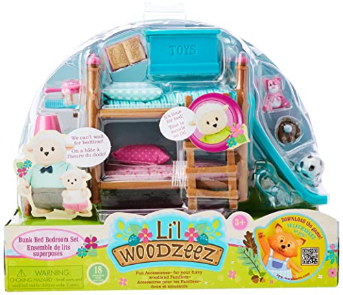 Li’l Woodzeez 18-teilig Schlafzimmer Kinderzimmer Zubehör Set – Hochbett, Rutsche und mehr – Tierfiguren Accessoire… – Bild 3