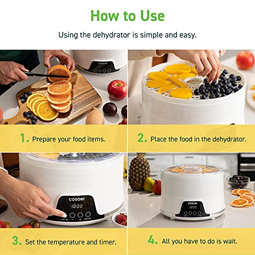 Cosori Food Dehydrator For Jerky, Fruit, Meat, Dog Treats, Herbs, Vegetable, Mushrooms, And Egg, 5 Trays Machine, Small Bpa-Free Dryer With Timer And Temperature Control, Up To 165°F, 50 Recipes #TOP6