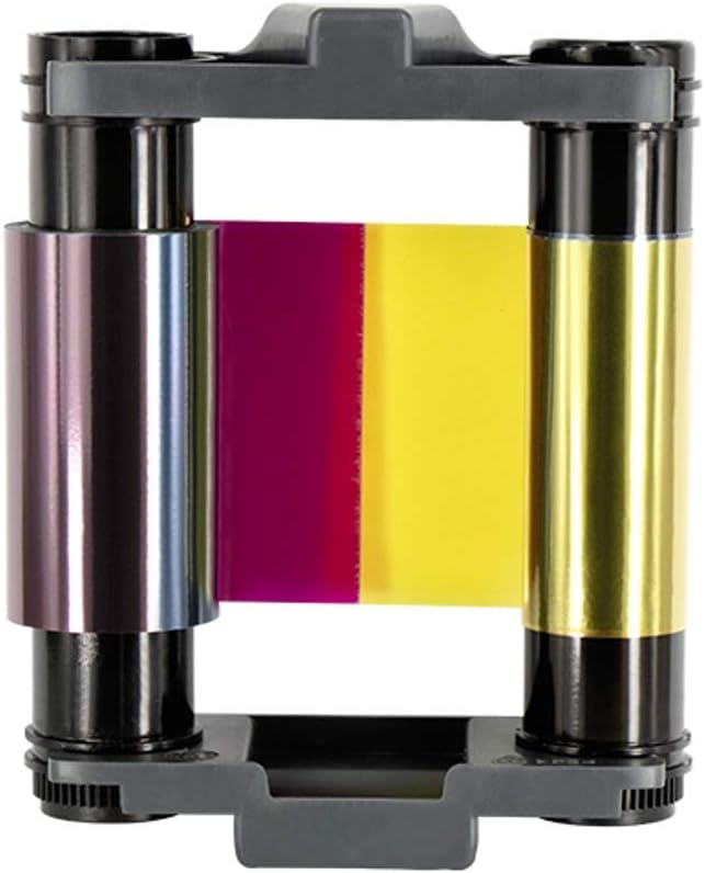 CBGR0100C YMCKO Ribbon Full Color Ribbon for Evolis Badgy 100 Badgy 200 Card Printers, 100 Prints