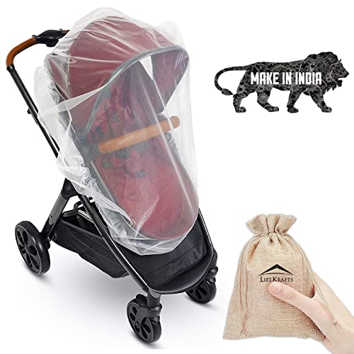 Lifekrafts Stroller Mosquito Net for Baby – New & Upgraded Fabric with Drawstring | Fits Pram, Baby Carrier, Car Seat & Cradle | Indoor & Outdoor Use 
