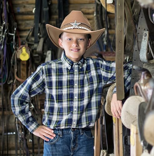 Jastore Kids Cowboy Hat for Boys Girls Western Cowgirl Hat with Star Buckle Belt Unisex Wide Brim Fedora Hat Dress Up Costume4
