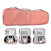 BUBM Waterproof Universal Electronics Travel Organizer Small Carrying Make up Case Customerize padded for Camera Phone Ipad Charger Cable and Accessories Men and Women [3 Set Single Layer-Pink]