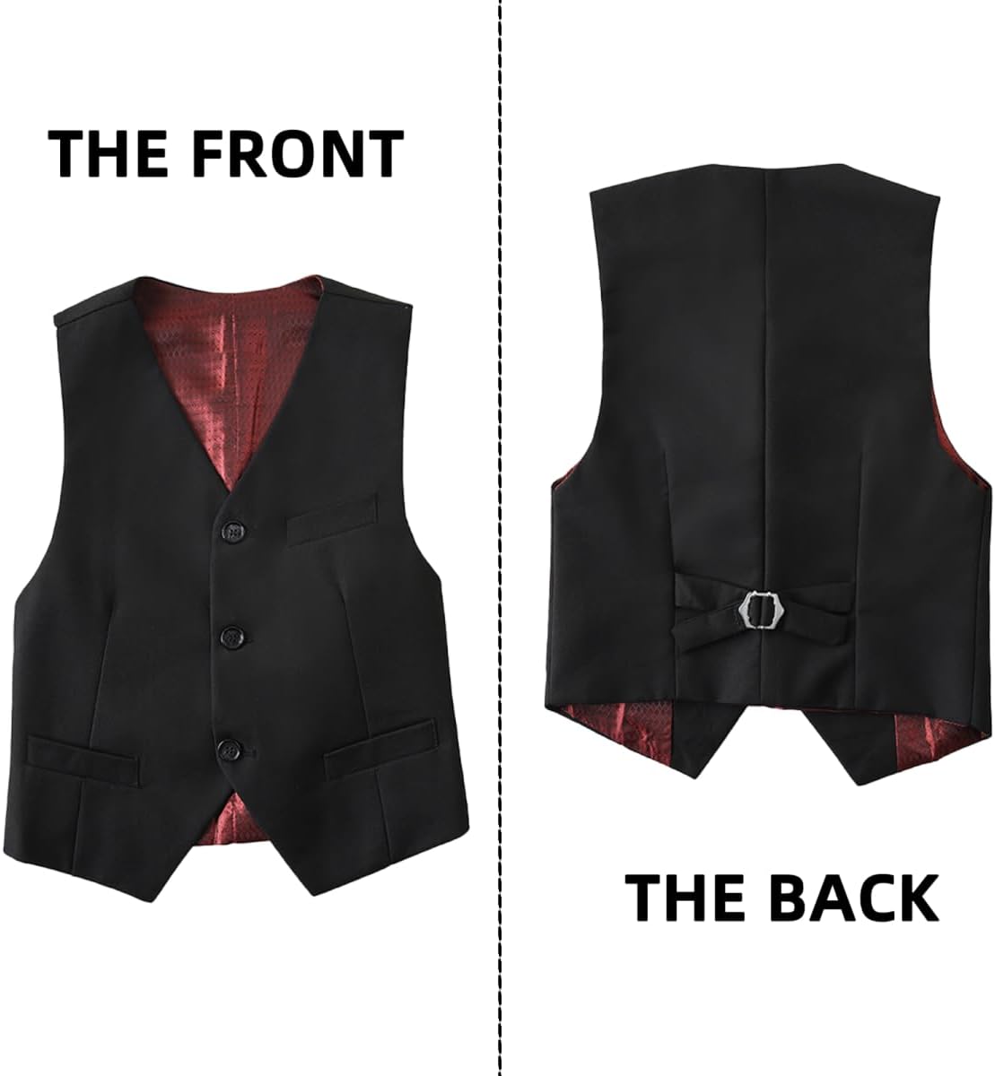 Boy's Suit Vest with Bowtie and Tie Kids Suits for Boy Adjustable Back Strap Vest Set