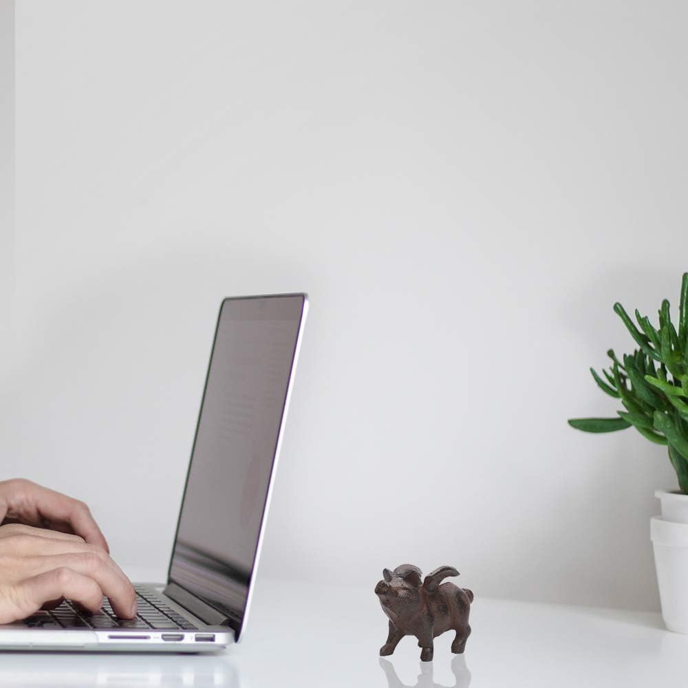 BRASSTAR Cast Iron Flying Pig Statue Paperweight Garden Home Office Desk Decor Collection Animal Figurine PTWQ008 - Image 3