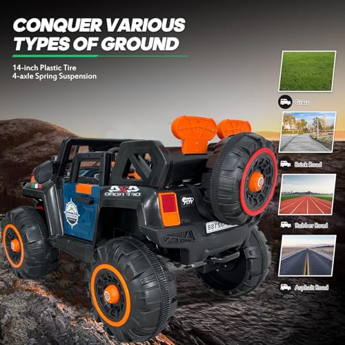 Image of Driving EV Cars for 1, 2, 3, 4, 5, 6 Years | Remote + Steering + Mobile App Control | Kids Jeeps (Jumbo Size KAB2188 [1-8 Year Kids], Focal Blue)