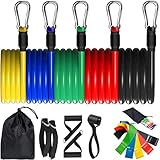 Bandas de Tubo de Resistencia de 5 Niveles:----Nuestro juego de bandas de resistencia viene en 5 niveles de resistencia diferentes: amarillo(10Lbs) y azul (15Lbs),verde(20Lbs),rojo(25Lbs),negro(30Lbs).Las bandas de tubo de resistencia de 130 cm son hechos 100 % de látex natural de alta calidad,no de materiales TPE,con mosquetones de metal resistente que no se rompen ni se deforman.Se pueden usar solos o apilados en cualquier combinación de intensidad de 10 Lbs a 100 Lbs.