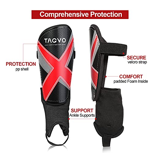 Image of TAGVO Soccer Shin Guards for Kids Youth - Protective Soccer Equipment for Boys Girls - Adults Men Women Soccer Shin Guards - Soccer Shin Pads for Kids 3-16 Years Old Girls Boys, High Impact Resistant