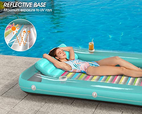 Image of Inflatable Tanning Pool Lounger Float - Jasonwell 4 in 1 Sun Tan Tub Sunbathing Pool Lounge Raft Floatie Toys Water Filled Tanning Bed Mat Pad for Adult Blow Up Kiddie Pools Kids Ball Pit (MG,XXL)