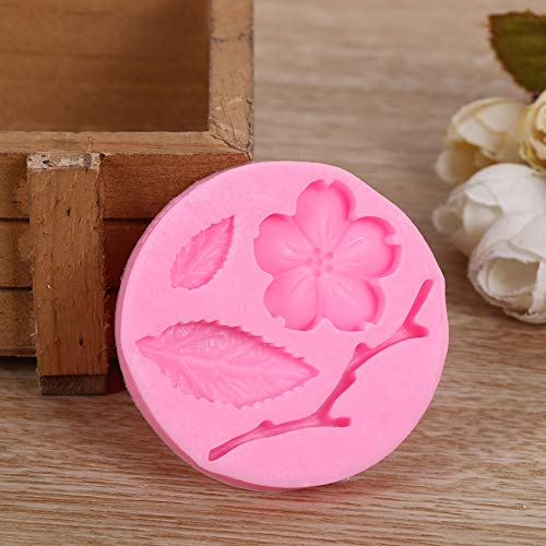 HengKe 2 peças moldes em forma de flor de pêssego, flores de plantas e folhas Fondant Silicone molda
