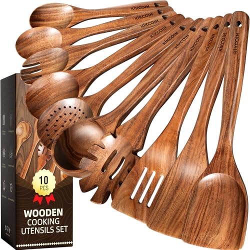 Kikcoin 10-Pc Teak Long Handle Set