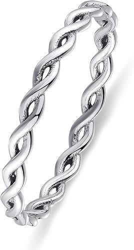 AVECON Twisted Rings 925 Sterling Silver Statement Rings Twisted Vine Stackable Ring for Women Twisted Rope Rings Size 6: Clothing, Shoes & Jewelry