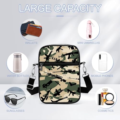Camouflage Gun Clear Crossbody Bag Stadium Bag Adjustable Side Shoulder Bags Messenger Bag with 2 Compartments3