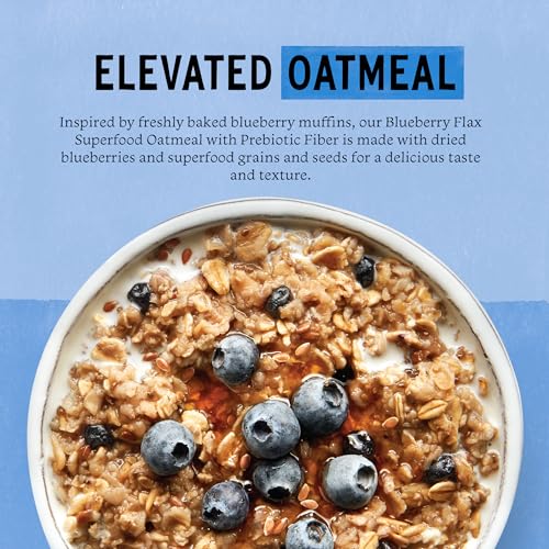 Purely Elizabeth Blueberry Flax Superfood Oatmeal, with Prebiotic Fiber, Gluten Free & Non-GMO, 9.12 Oz (Pack of 6)