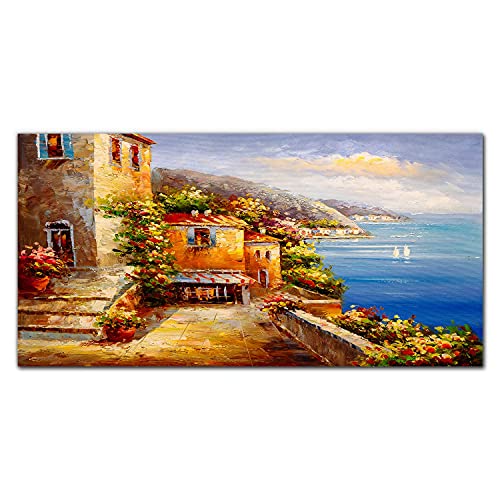 Photo sur verre acrylique 100x50cm décoration murale mer et fleurs
