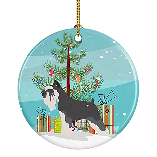 Caroline's Treasures Miniature Schnauzer Christmas Ceramic Ornament Christmas Tree Hanging Decorations for Home Christmas Holiday, Party, Gift, 3 in, Multicolor