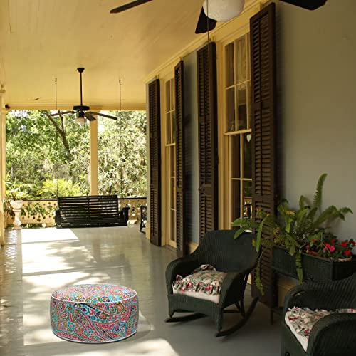 Funhome Inflatable Stool Ottoman Footrest With Handle, All Weather Footrest Seat With Foot Pump D20 Xh9, Water Repellent Footstool Pouf For Home Patio Garden And Camping Use-Melora Paisley #TOP5