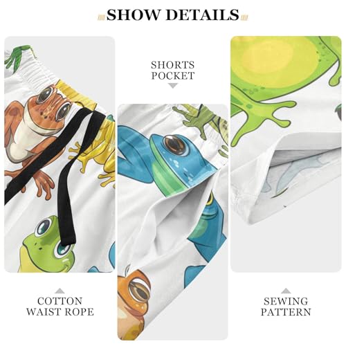 Cute Frogs Pajama Bottom Shorts for Men Soft Casual Sleep Lounge Shorts with Pockets S-XXL4