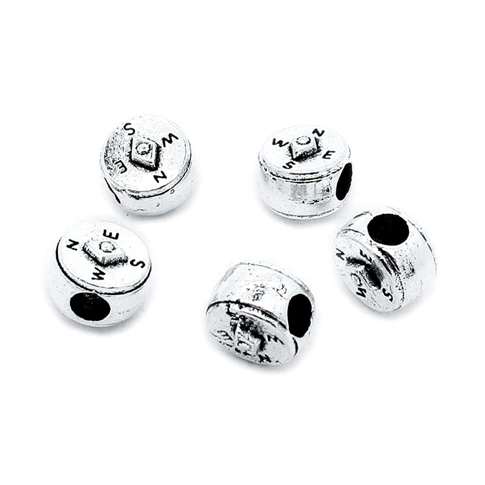 Antique Silver Plated Jewelry Making Charms Findings Crafting Suppliers F8AK3 Compass Loose Beads