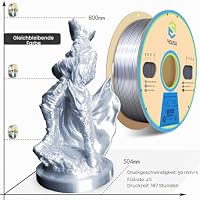 YOUSU Silk PLA Filament 1.75mm, Silk PLA Silber,3D Drucker Filament,PLA 1kg(2.2lb) Spool,Shiny Seide silber,PLA Metallic Silber – Ansicht 3