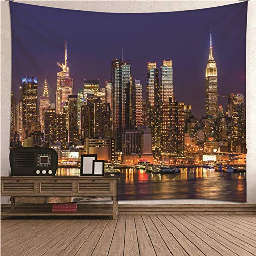 CEVAN Tapiz Suelo Tela Tapices De Pared 3D Paisaje De La Ciudad De Noche Tapices Verticales Tapiz Exterior Suelo Decoración De La Pared del Dormitorio Multicolor 260X240Cm