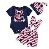 Hihosdor 3Pcs My First 4th of July Baby Boy Patriotic Outfit Set & Hat