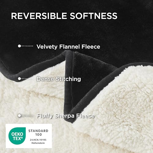 Image of Bedsure Cat Blanket for Indoor Cats - Waterproof Calming Cat Blankets for Couch Bed Protection, Sherpa Fleece Pet Blanket, Soft Plush Reversible Throw Furniture Protector, 60 inchx50 inch, Black
