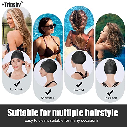 Tripsky Silicone Swim Cap With 3D Ear Protection For Long Hair - Swimming Cap For Women Men And Teenagers | Stereoscopic Pattern Bathing Cap Ideal For Short, Medium, Long, Curly And Thick Hair #TOP5