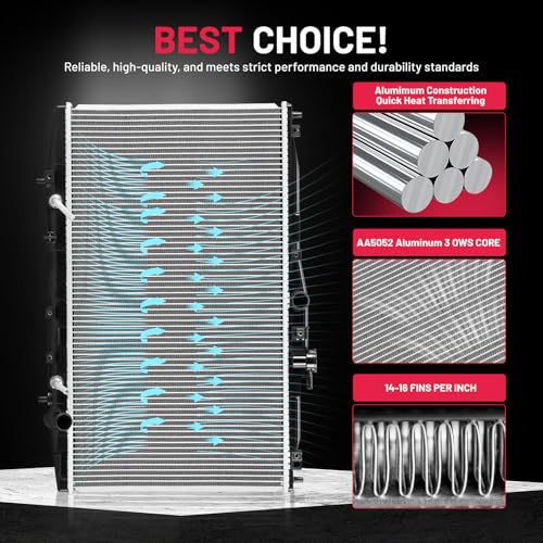 Image of BDFHYK 2148 Aluminum Radiator for Honda Accord 1998-2002, CU2148 DPI 2148, 1-Row 16mm Core, Direct Fit Replacement, OE 19010PAAA51 19010PAAA53 19010PAAA03 HO3010101 RK795