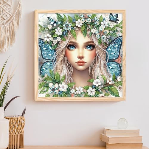 Image of AiYuanzsh Diamond Art Kits for Adults Pretty Princess Butterfly Fairy, 5D Special Shape Diamond Painting Kit, Unique Diamond Art Kit for Beginners DIY Craft Wall Decor Gift 12x12 Inch