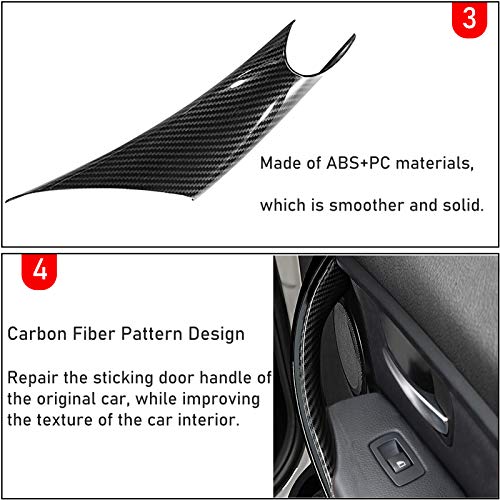 Image of Jaronx 2PCS Door Handle Covers Compatible with BMW 3 Series F30 /F31 /F80 | Left Rear+ Right Rear Passenger Door Pull Handle Covers (for BMW 325i,328i,330i,335i,340i,M3)(Rear Row-Carbon Fiber)