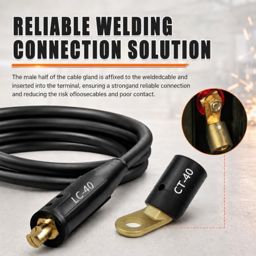 Image of 2 PCS CT-40FA Welding Terminals & 2 PCS LC-40 Welding Cable Connectors | Welding Leads Quick Connector and Terminal for Welding Machine Accessories, 1 /0 and 2 /0(50-70mm) Cable Size Capacity
