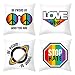 Lieson Juego de 4 fundas de almohada de 16 x 16 cm, fundas de cojín de 40 x 40 cm, diseño de texto "Love Wins Stop Hate"