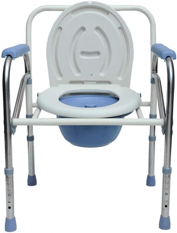Compact Folding Commode Chair and Toilet Surround,Padded Seat and Cover,Adult Bathroom Seat,Adjustable Height,Homecare Toilet Seat