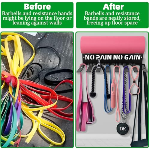 Multi-Purpose Gym Equipment Storage Rack Fitness Accessories Heavy Duty Hanger Yoga mat Holder Exercise Tools Hook for Resistance Bands Jump Ropes Weight Belts Hula Hoop Home Foam Rollers