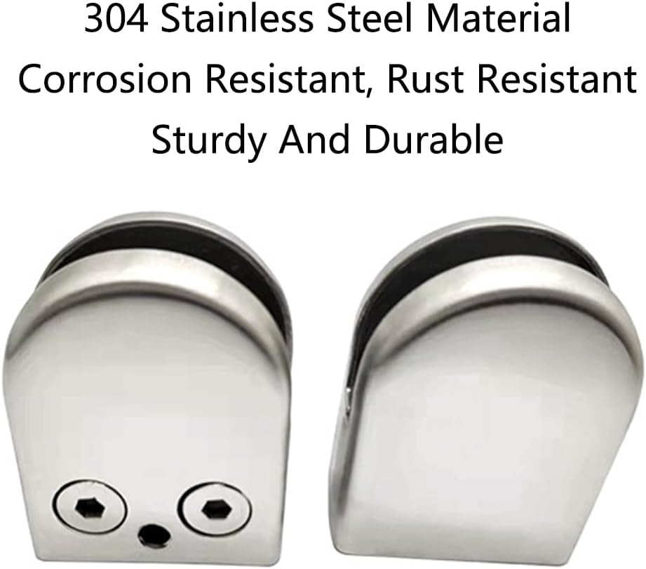 8PCS Stainless Steel Glass clamp 6-8mm Glass Clamps Adjustable Glass Bracket for Balustrade Staircase Handrail-Flat Bottom