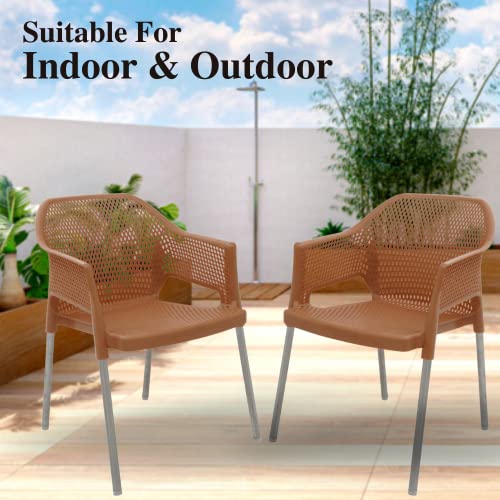 Image of ITALICA Plasteel Arm Chair for Home, Office, Living Room /Matte Finish Plastic Outdoor Chair /Patio Chairs for Balcony | Suitable for Indoor & Outdoor (1209, Beige, Set of 1 Chair)