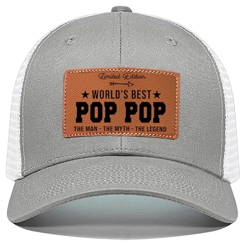 Best Pop Pop Ever Hat Gifts for Pop Pop from Grandkids for Christmas Fathers Day Birthday Men Trucker Grey Cap