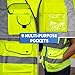 Neiko High Visibility Safety Vest ANSI Class 2, 9 Pockets, Neon Yellow, Medium (M)