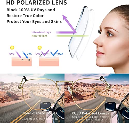 Trendy Round Sunglasses for Women Men Polarized UV Protection, Retro Small Hexagon Sunglasses VF7608…4