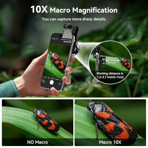 APEXEL Professional Macro Photography Lens for Smartphone, Macro Lenses for iPhone, Samsung, Galaxy, Oneplus, Android Phone(Fits for Almost All Phone), Cell Phone Lens Attachment for iPhone