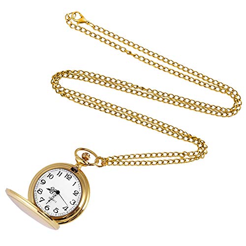 Alladaga Set Of 2 Classic Pocket Watch With Chain For Men And Women (Gold Gold) #TOP3