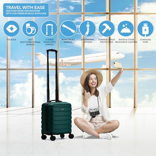 Flight Knight Carry On Suitcase 18x14x8" Hardside Built In TSA Lock & USB Port Lightweight Luggage Silent Double Spinner Wheels Maximum Underseat Carry-On Bag For American & United Approved Airlines by Flight Knight - Used condition - Image 2