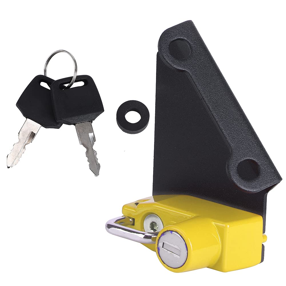 Cerradura antirrobo para casco de motocicleta de aleación de aluminio, montaje de marco lateral izquierdo con llaves, pilar de bloqueo de 6 mm/0,2 pulgadas, negro para YZF R1M (Amarilla)