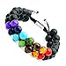Produktbild Casisto.J 7 Chakren Armband herren und Damen Lava Armband, Einstellbarer Kordelzug Ätherisches Öl Diffusor Armband mit Geschenkbox (CKL8)