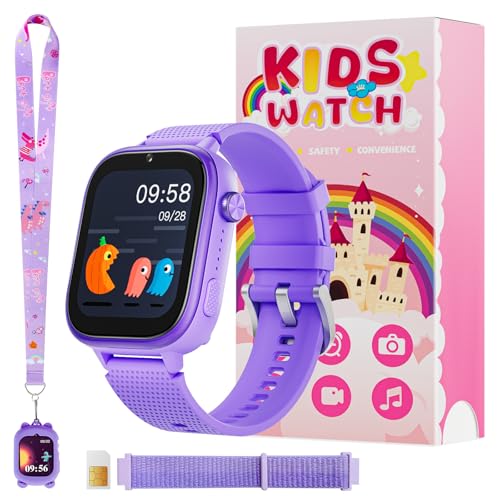 OKYUK 4G Kids Watch with SIM Card, 47 Exciting Games, Two-Way Calling Feature, SOS Emergency Call Button Ideal for Kids Aged 3-15 Gift, Children’s Cell Phone Alternative (Black)