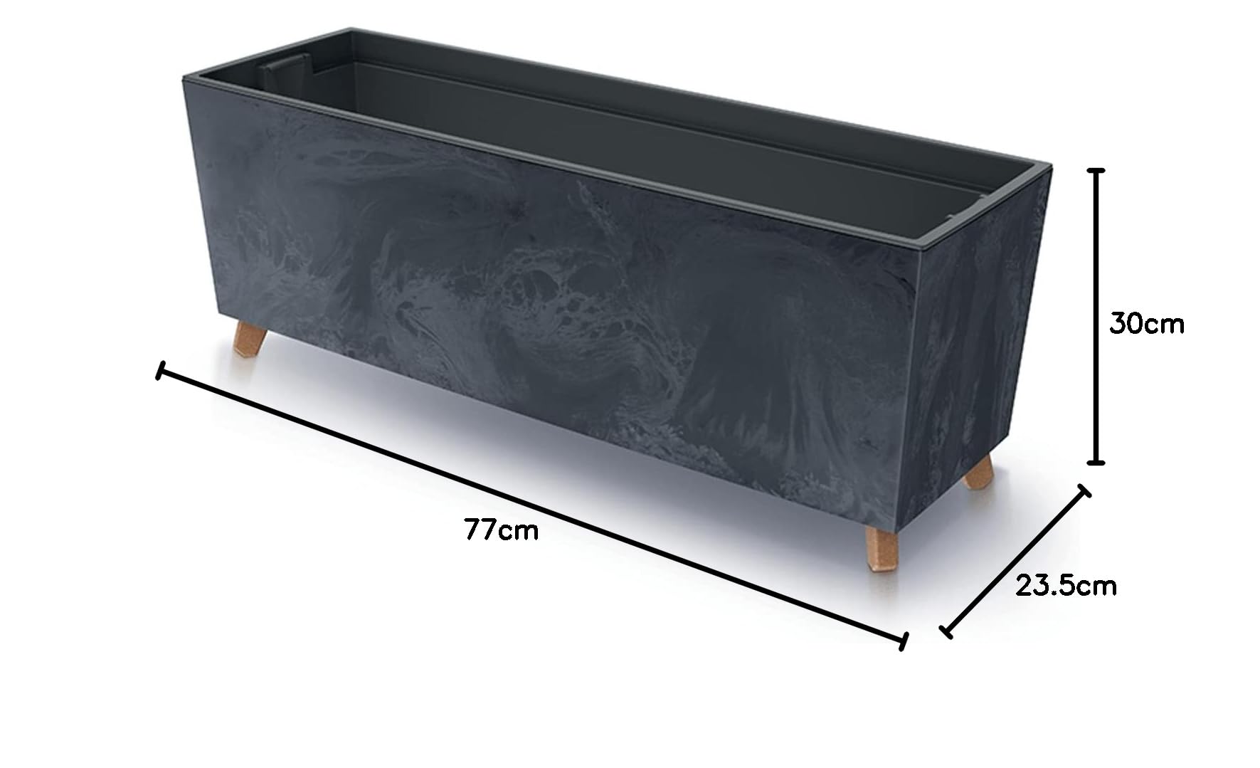 URBI Case Beton Effect N Jardinière avec réservoir intérieur, Anthracite, 77 x 23,5 x 30 cm