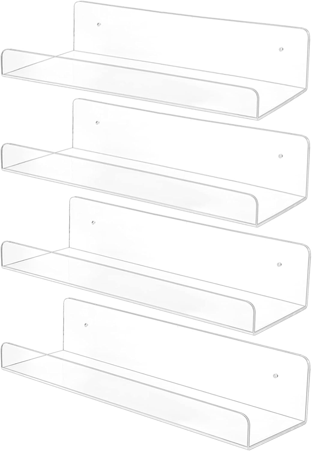 15" Invisible Acrylic Shelves Floating Wall Ledge Bookshelf
